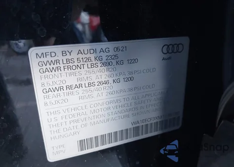 2021 Audi Q3 Premium Plus 45 Tfsi S Line Quattro Tiptronic из США, поврежденный, VIN WA1EECF3XM1145180